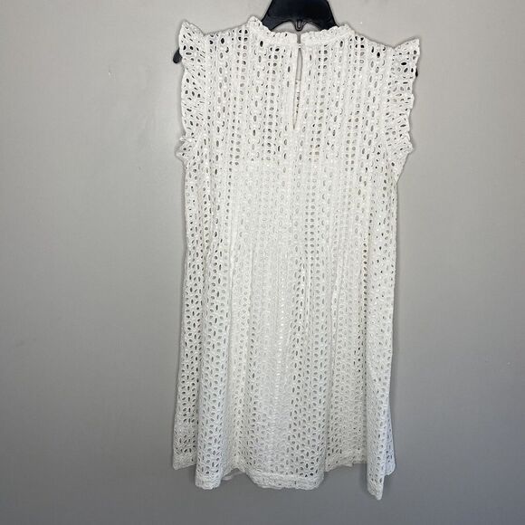 MADEWELL Womens Eyelet Ruffle-Sleeve Mini Dress NWOT Ivory Cotton AN137 Size XS - Picture 8 of 12